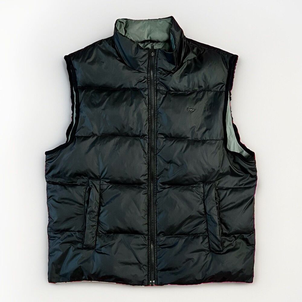 Lacoste Men's Puffer Vest Black/Grey Size 54 / 6 (US XL) Down Filled *Flaws*